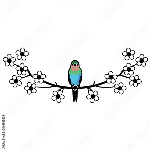 vector illustration of a bird on branch