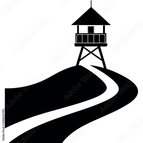 watchtower silhouette icon vector illustration  
