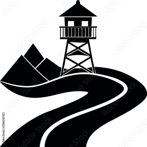watchtower silhouette icon vector illustration  
