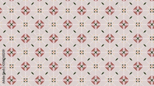 Geometric Seamless Batik Loop Video, Elegant Vintage Tile Pattern Background