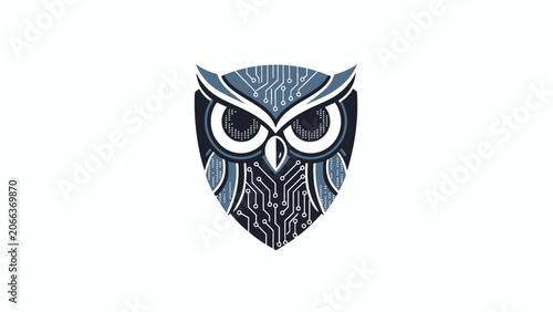 Illustration of an owl's face.