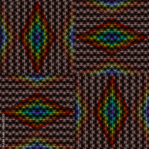 Futuristic Neon Rainbow Scale Seamless Vector Pattern