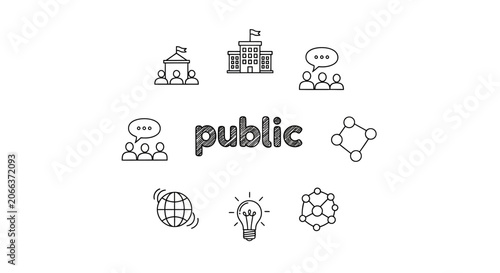 Black and white line art public.