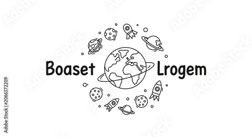 Black and white planet earth logo.