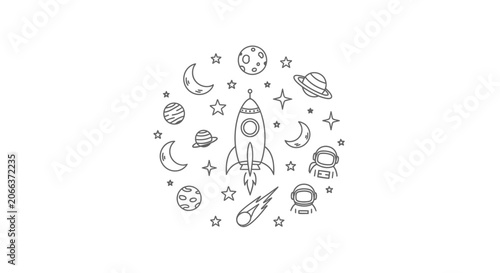Rocket Ship Space Icon Illustration.