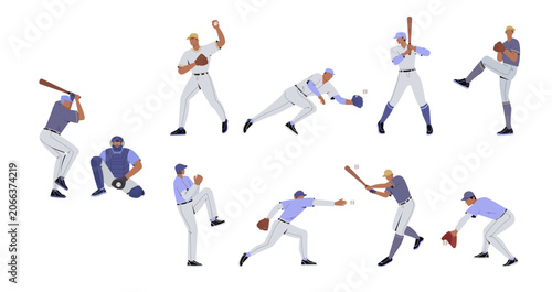 Baseball Player Action Pose Mega Collection Isolated Clipart