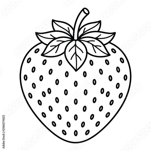 Strawberry Outline Vector Illustration – Hand Drawn Berry Fruit Line Art for Coloring and Decorative Designs