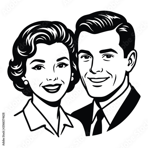 Business man and woman characters in different poses with professional office style vector illustration