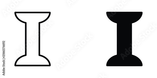 Fotografie Minimalist Hourglass Shape Icons in Black and White Outline and Solid Styles