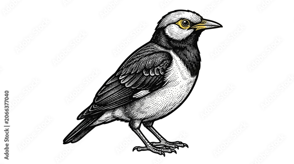 Fototapeta premium Detailed illustration of a small bird.