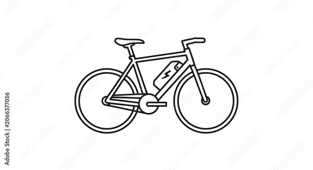 Fototapeta premium Electric bike line art illustration on white background
