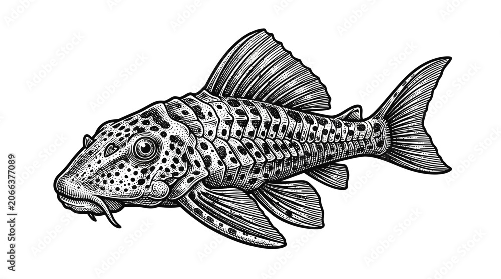 Fototapeta premium Detailed illustration of a spotted fish.