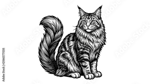 Photos Detailed illustration of a sitting cat.
