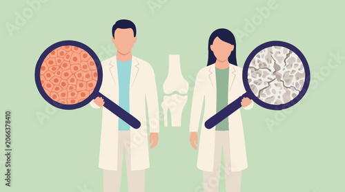 Foto Medical professionals studying bone health and degenerative joint disease