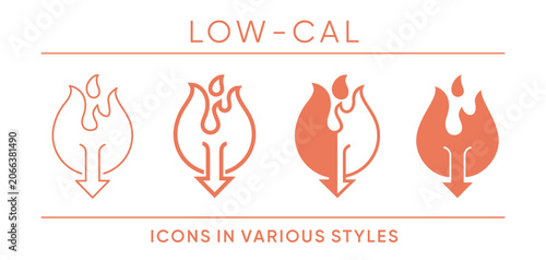 Low Calorie Icons Collection in different styles