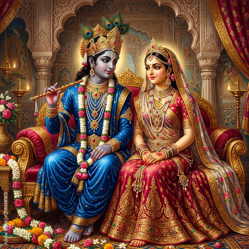 Royal Radha Krishna Seated ...