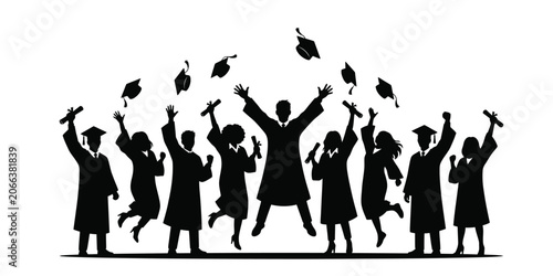 Cuadro en lienzo Graduation celebration silhouette