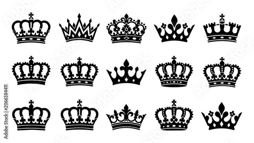 Tableau sur toile Crown Icons Set: Royal Heraldic Symbols Vector Collection