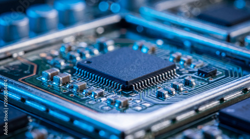 Foto Close up of a central processing unit on a circuit board