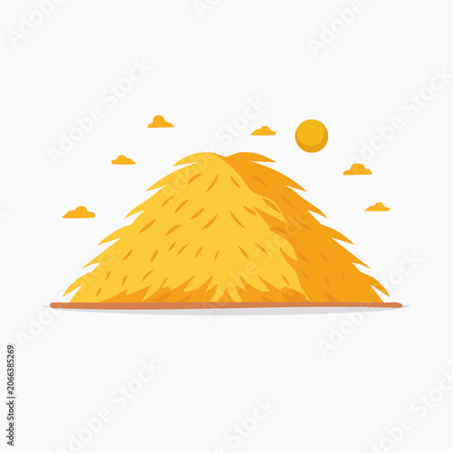 Stylized Haystack with Sun and Clouds