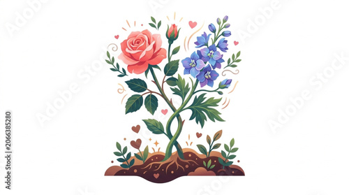 Celebrate National Girlfriend Day with the Beauty of a Blooming Rose and Delphinium Plant