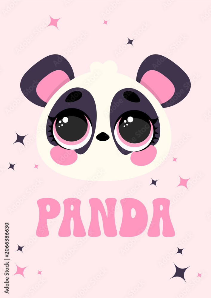 Fototapeta premium Cute baby panda poster template