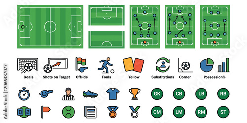 Obraz na płótnie Soccer statistics infographic pitch view player positions game events and footba