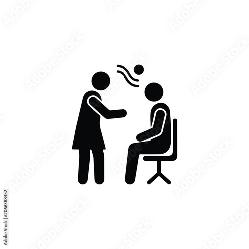 Professional Consultation Icon Representing a Specialist Providing Guidance to a Seated Patient