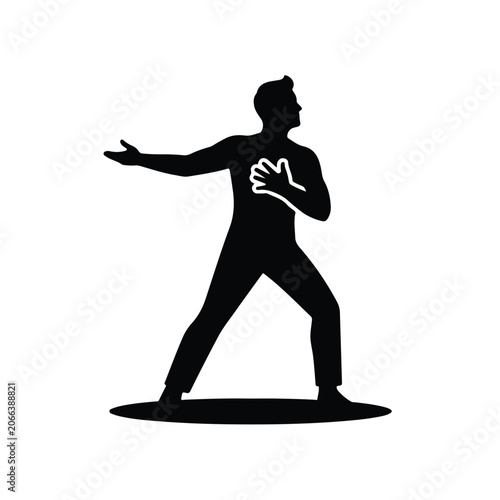 Silhouette of Dramatic Actor or Singer Performing on Stage