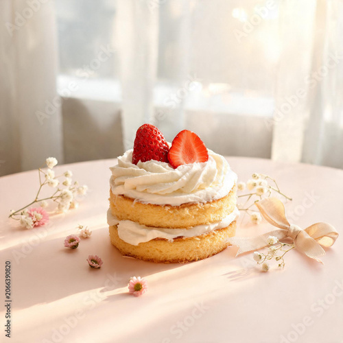 strawberry cake with cream