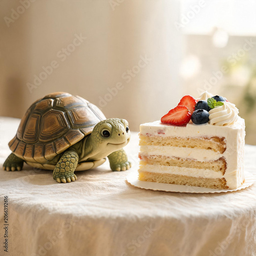 Turtle and vanilla cake