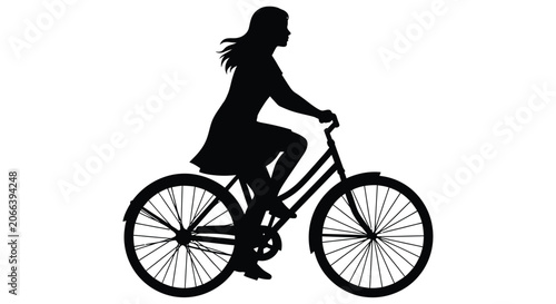 Silhouette Of Woman Riding Bicycle Against White Background cyclist female