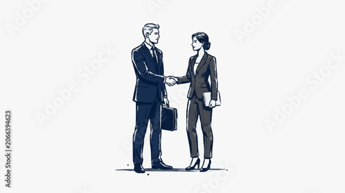 Εκτύπωση καμβά Business professionals shaking hands in formal attire.
