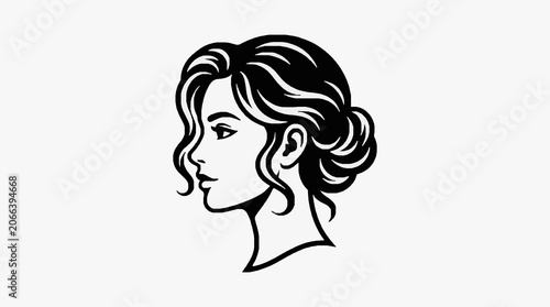 Photos Close up detailed sketch of a womans profile portrait.