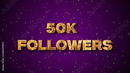 50 K Followers Gold Text on Purple Starry Background