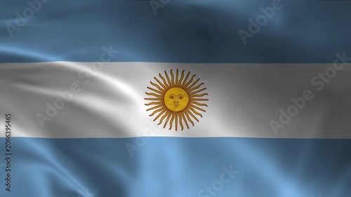 Argentina flag waving in the wind close up 