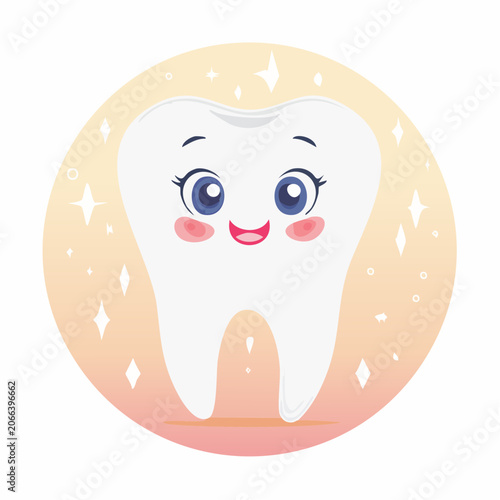 Cute Cartoon Tooth Character Smiling