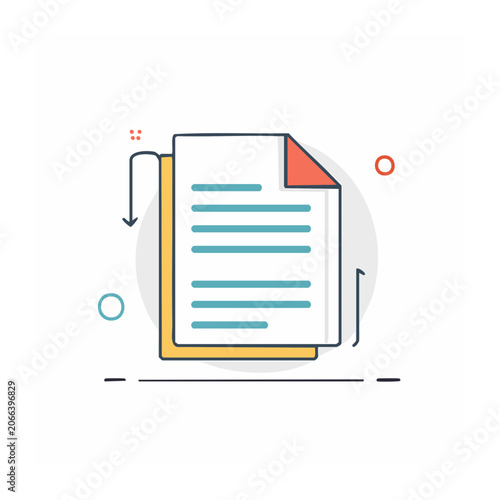 Flat design document icon with folder and arrow