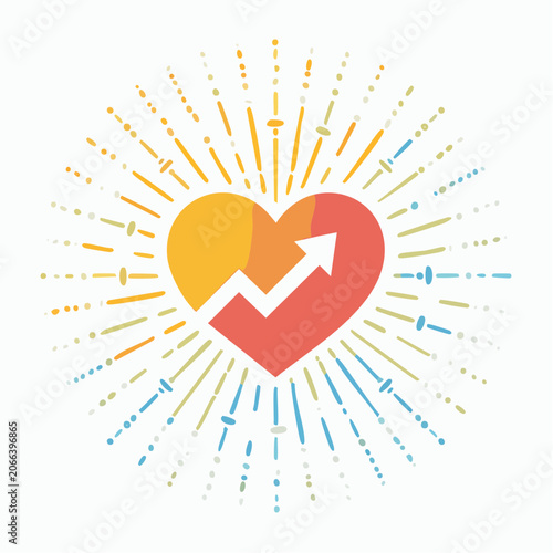Heart with Upward Arrow and Sunburst