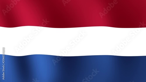 Netherlands flag waving in the wind close up 