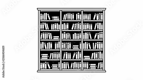 A large bookshelf filled with books on each shelf in a library