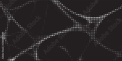 Tableau sur toile Abstract white halftone dot network pattern on black background