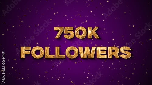 750 K Followers Gold Text On Purple Starry Background
