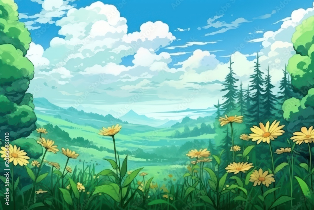 Obraz premium Landscape flower green backgrounds.