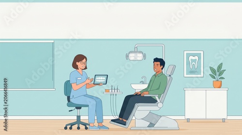 Professional Dentist Conducting Patient Consultation on Oral Health with Digital Intraoral Scanner in Modern Dental Office