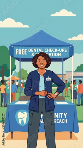Free Community Dental Health Outreach: Smiling Patients Receiving Care at Local Clinic