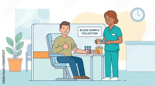Professional Phlebotomist Drawing Blood from Patient in a Modern Clinic Close-Up of Needle, Vacutainer Tube, and Hands