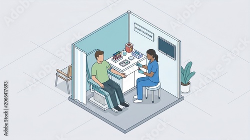 Professional Phlebotomist Collecting Blood Sample in Sterile Medical Lab Setting High-Resolution Healthcare Image