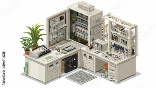 industrial control panel with switches screens and wiring in modern electrical system