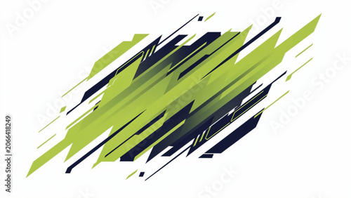 Dynamic abstract green and black streaks with motion effect for modern digital artwork